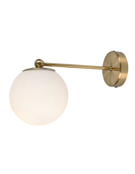 RABALUX Kiara, indoor wall lamp, gold metal lamp with white glass