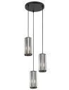 Veness, indoor pendant lamp, matte black metal lamp with tinted colour glass shade, E27 3xMAX40W, shade: H20cm, D10,5cm, lamp