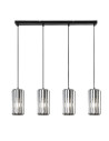 Veness, indoor pendant lamp, matte black metal lamp with tinted colour glass shade, E27 4xMAX40W, L70cm, shade: H20cm, D10,5c
