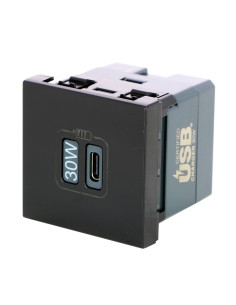 Legrand Розетка USB за зареждане тип C Power Delivery 30W 2 мод. цвят Черен Mosaic - 079185L - Цена | LEDs4economy