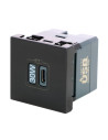 Legrand Розетка USB за зареждане тип C Power Delivery 30W 2 мод. цвят Черен Mosaic  - 079185L
