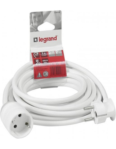 Удължител 3 метра кабел H05VV-F 3G1.5мм2 бял Legrand