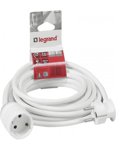 Legrand Удължител 3 метра кабел H05VV-F 3G1.5мм2 бял  - 390233 