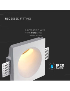 V-TAC GU10 Гипсова Отливка Квадрат Бяла - 6773 - Цена | LEDs4economy 2