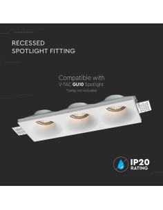 V-TAC 3xGU10 Гипсова Отливка Кръг Бяла - Цена | LEDs4economy 2