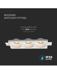 V-TAC 3xGU10 Гипсова Отливка Кръг Бяла - 6765 - Цена | LEDs4economy 2