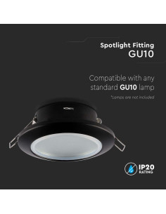V-TAC GU10 Корпус Кръг Черен - 6699 - Цена | LEDs4economy 2