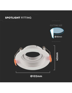 V-TAC GU10 Корпус Кръг Бял - 6658 - Цена | LEDs4economy 2
