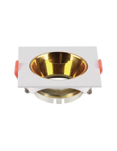 V-TAC GU10 Корпус Квадрат Бяла Рамка с Златен Рефлектор - 6654 - Цена | LEDs4economy