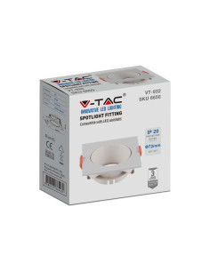 V-TAC GU10 Корпус Квадрат Бяла Рамка с Бял Рефлектор - 6650 - Цена | LEDs4economy 2