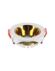 V-TAC GU10 Корпус Кръг Бяла Рамка с Златен Рефлектор - 6648 - Цена | LEDs4economy