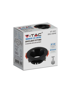 V-TAC GU10 Корпус Кръг Черна Рамка с Черен Рефлектор - 6646 - Цена | LEDs4economy 2
