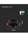 V-TAC GU10 Корпус Кръг Черна Рамка с Черен Рефлектор - 6646 - 4