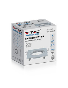 V-TAC GU10 Фитинг Квадрат Бял 2бр./опаковка - 8941 - Цена | LEDs4economy 2