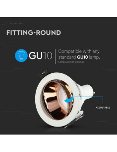 V-TAC GU10 Отливка Кръг Бяло+Розово Златоно - 3155 - Цена | LEDs4economy 2