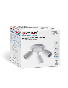 V-TAC 3 x GU10 Стенна Лампа Бяло Тяло - 7982 - Цена | LEDs4economy 2
