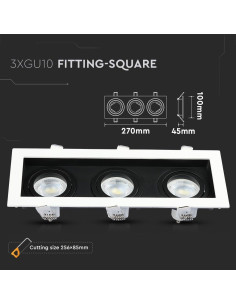 V-TAC 3хGU10 Корпус Квадрат Бял+Черен - 8878 - Цена | LEDs4economy 2