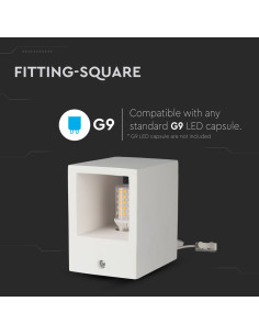 V-TAC G9 Корпус Квадрат Бял - 3695 - Цена | LEDs4economy 2