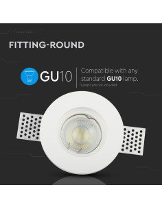 V-TAC GU10 Гипсова Отливка Кръг Бял - 3652 - Цена | LEDs4economy 2