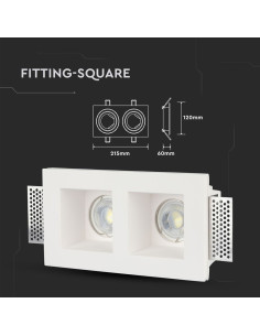 V-TAC 2*GU10 Гипсова Отливка Квадрат Бял - 3648 - Цена | LEDs4economy 2