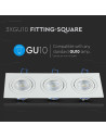 V-TAC 3*GU10 Корпус Луна Квадрат Бяла - 3609 - 6