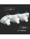 V-TAC 3*GU10 Корпус Луна Кръг Бяла - 3603 - 12
