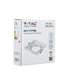 V-TAC 1xAR111 Тяло за Вграждане Бяло Тяло - 3575 - Цена | LEDs4economy 2
