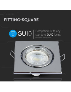 V-TAC GU10 Корпус Луна Квадрат Оринтируема Хром - 3474 - Цена | LEDs4economy 2