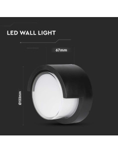 V-TAC 7W LED Стенна Лампа 3000К Черна Кръгла Полу Периферия - 218609 - Цена | LEDs4economy 2