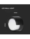 V-TAC 7W LED Стенна Лампа 3000К Черна Кръгла Полу Периферия - 218609 - 2
