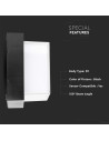 V-TAC 12W LED Стенна Лампа 3000К Черна Квадрат - 218543 - 2
