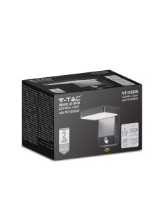 V-TAC 17W LED Стенна Лампа Сензор Черна Квадрат 3000К IP65 - 2948 - Цена | LEDs4economy 2
