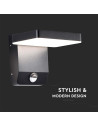 V-TAC 17W LED Стенна Лампа Сензор Черна Квадрат 3000К IP65 - 2948 - 6
