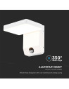 V-TAC 17W LED Стенна Лампа Сензор Бяла Квадрат 4000К IP65 - 2947 - 6