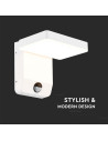 V-TAC 17W LED Стенна Лампа Сензор Бяла Квадрат 3000К IP65 - 2946 - 8