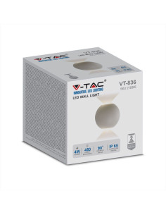 V-TAC 6W Стенна Лампа Сива Кръг IP65 Две Посоки 3000К - 218305 - Цена | LEDs4economy 2