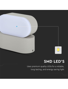 V-TAC 6W Стенна Лампа Сива IP65 Подвижна 4000К - 218291 - Цена | LEDs4economy 2