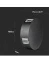 V-TAC 4W Стенна Лампа Черно Тяло Кръг 3000К IP65 - 218215 - 3