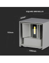 V-TAC 5W Аплик Сиво Тяло Квадрат IP65 4000K - 217089 - 3