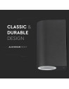 V-TAC Фасадно Тяло за Стена GU10 Алуминий Кръг Черно Две Посоки IP44 - 7509 - 6