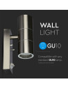 V-TAC Фасадно Тяло за Стена GU10 Сензор Сатен Никел Две Посоки IP44 - 7503 - 11