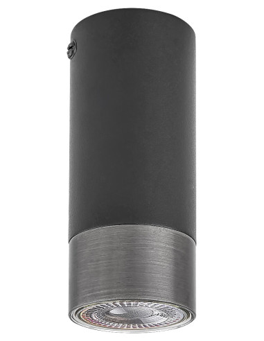 Zircon, плафон за вътрешен монтаж, метален, H12cm, GU10 1xMAX 5W, матово черно, шампанско