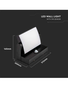 V-TAC 17W LED Стенна Лампа Сензор Черна 3000К IP65 - 2940 - Цена | LEDs4economy 2