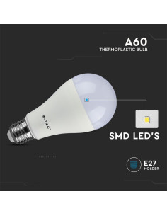 V-tac LED Крушка - 8.5W E27 A60 Термо Пластик 3000K 3Бр/Сет 217240 - Цена | LEDs4economy 2