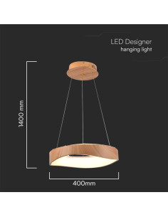 V-TAC 18W LED Пендел Дизайн Дърво+Бяло Тяло D400 - 23363 - Цена | LEDs4economy 2