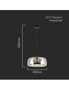 V-TAC 6W LED Висяща Лампа Метал + Стъклено Тяло D350*H170 3000 - 23378 - Цена | LEDs4economy 2