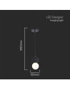 V-TAC LED Пендел Дизайн Черно + Бяло Тяло - 23377 - 4