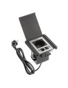 GTV AE-GM1SFLI-20 Pop-up контакт, вграден, с капак FLIP, 1x шуко, 2xUSB A, 1xRJ45, 1.5m кабел, черен 