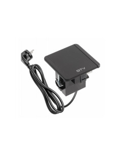 GTV AE-GM1SFLI-20 Pop-up контакт, вграден, с капак FLIP, 1x шуко, 2xUSB A, 1xRJ45, 1.5m кабел, черен - Цена | LEDs4economy 2