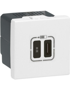 Legrand Розетка USB за зареждане тип C Power Delivery 30W 2 мод. цвят Бял Mosaic - 077585L - Цена | LEDs4economy